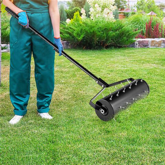 Costway 21" Heavy Duty Manual Rolling Lawn Aerator Tool with Handle